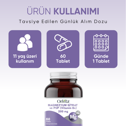 Magnezyum Sitrat Ve P5p Vitamin B6 200 Mg
