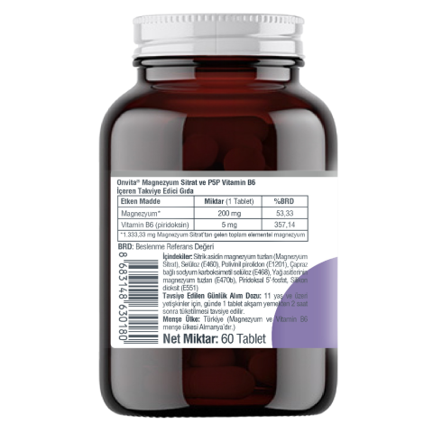 Magnezyum Sitrat Ve P5p Vitamin B6 200 Mg