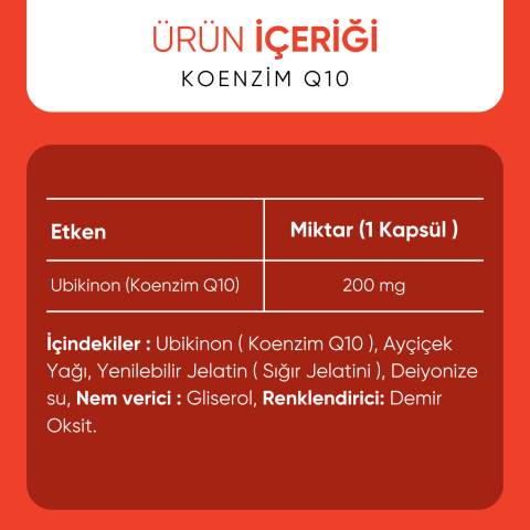 Q10 Koenzim 200 Mg 30 Yumuşak Kapsül