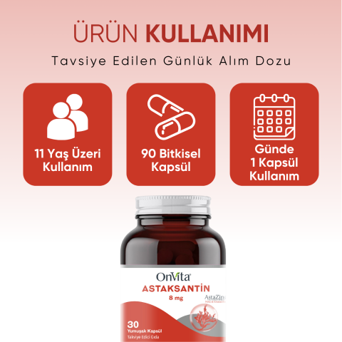 Astaksantin 8 Mg 30 Yumuşak Kapsül