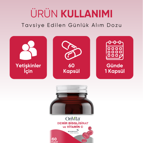 Demir Bisglisinat & Vitamin C, 60 Kapsül
