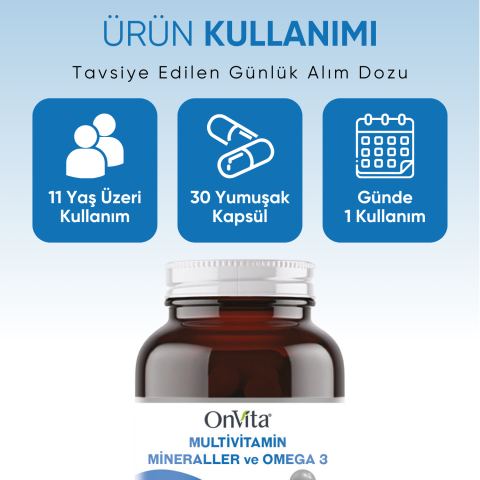 Omega 3 ve Multivitamin Mineraller, 30 Yumuşak Kapsül